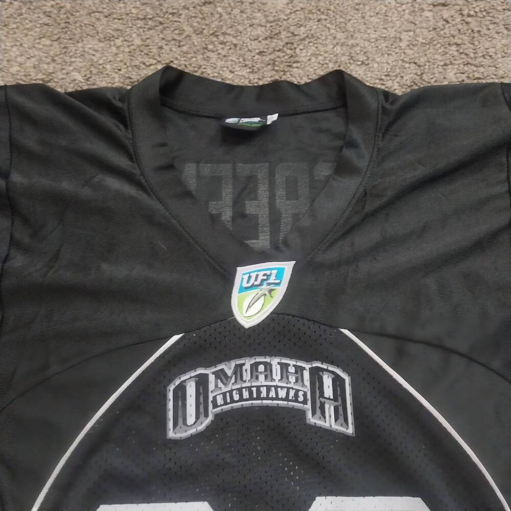 UFL Jersey Mens Size Small Black Football Omaha Nighthawks Number 30 Athletic